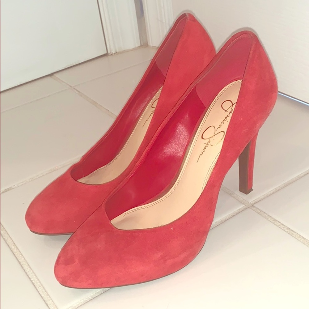 Red Suede Jessica Simpson Pump Heels